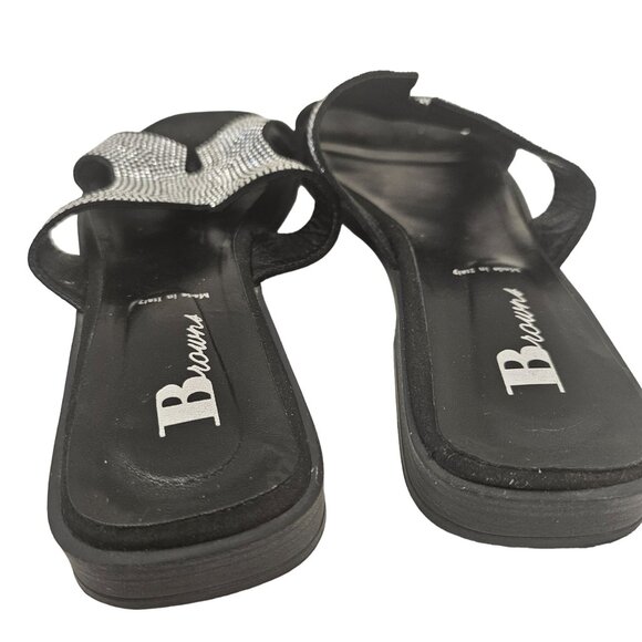 Browns Women's Rhinestone Embellished Slip-On Sandals Size 41 Made In Italy - Picture 6 of 7